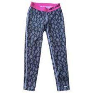 NIKE PRO Black & Pink Geometric Cropped Athletic Tights Women’s size M